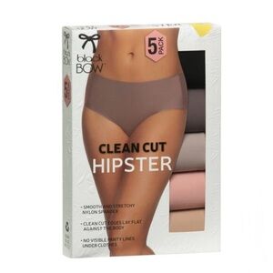 Black Bow Ladies’ Clean Cut Hipster 5-pack Sz X- Large  Brand New